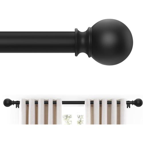 Black Curtain Rods 28 to 48 Inches(2.3-4 Feet),5/8 inch Splicing Drapery Rods,Small Curtain Rods Set,Size: 18''-45'',Matte Black