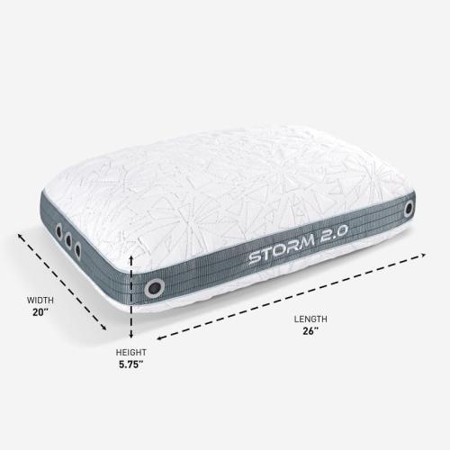 Bedgear Storm Performance Pillow – 2.0 - Cooling Bed Pillow for Hot Sleepers - Medium Firmness Pillow for All Sleep Positions, Washable & Removable Cover - 20 W x 26 L x 5.75 H