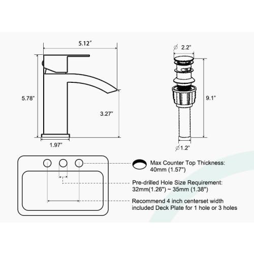 CREA Matte Black Waterfall Bathroom Faucet 1 Hole Single Handle Bathroom Sink Faucet with Pop Up Drain,Stainless Steel RV Vanity Faucet Basin Mixer Tap 3 Hole Plate Water Supply Line
