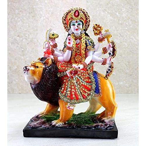 Resin Maa Durga MATA Rani Sherawali Murti Idol Statue Sculpture (8 X 11.5 Inches)