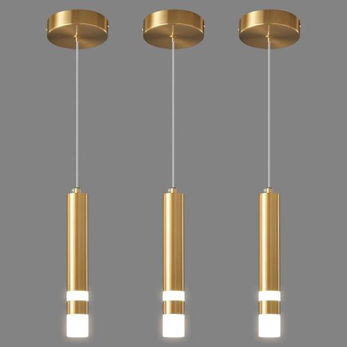 Modern Pendant Light Kitchen Fixture Dimmable LED Gold Mini Pendant Lighting fo Kitchen Island Bedroom Bedside Table Small Pendant Lights (3-Pack)