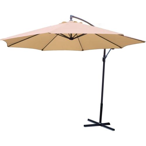 Outdoor Patio Umbrella, Offset Sun Shade Cantilever, Round 9.8ft Diameter - Crank Open System, Push Button Tilt, Adjustable Angle for Backyard and Beach‼️little dirt and incomplete‼️