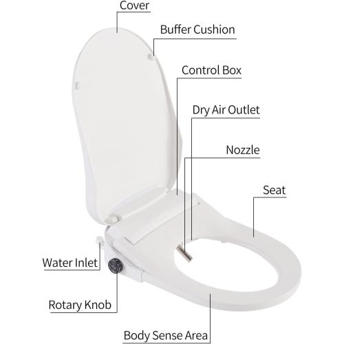 Bidet Toilet Seat,Smart Toilet Seat with Remote Control,Electric Heated Seat,Warm Water Washing,Warm Air Dryer and Multiple Spray Modes for Women Men Pregnant or Elderly People,Elongated