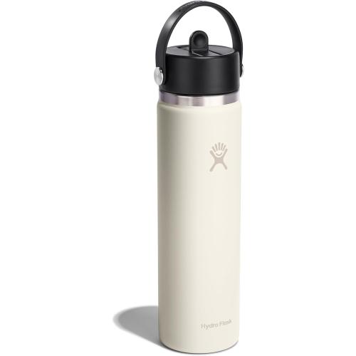 Hydro Flask Water Bottle - Insulated Stainless Steel - Wide Straw Lid, Non Spill, Leakproof in 24 Oz Ivory