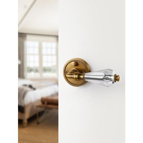 1 set of Antique Brass Glass Door Lever Privacy Crystal Door Levers Door Lever Interior Door Handle for Bedroom and Bathroom,Zinc Alloy