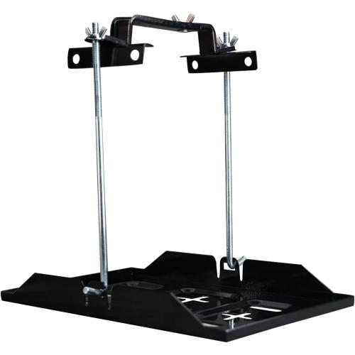 Battery Hold Down Tray Kit Metal Battery Tray Holder with Adjustable Bracket Clamp for Cars Boats Marine