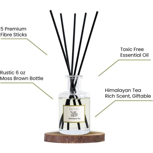 PRISTINE Himalayan Tea/Inspired by Westin Hotel Reed Diffuser for Home | Fresh Bergamot/White Tea Room Fragrance Reed Diffusers, Oil & Room Diffusers with Reed | Home Fragrance Scent Diffuser