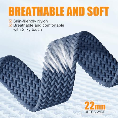 Magnetic Braided Stretchy Loop - Compatible with Apple Watch Band 42mm 46mm 40mm 41mm 44mm 45mm 38mm Ultra 3/2 49mm Women Men,Elastic Woven Fabric Nylon Strap for iWatch 11 10 9 8 7 6 5 4 3 SE Ultra