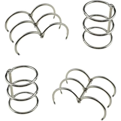 HAHIYO 4Pcs Silver 30mm/1.2inch Inner Diameter Metal 3 Rings Loose Leaf Binders Book Rings Snap Split Hinged Stainless Steel Binder Rings for DIY Travel Diary Notebook Photo Album Binding Spines Comb