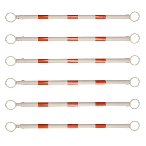 6 Pcs Retractable Traffic Cone Bar, Lightweight Cone Bars, Length from 4ft to 7.2ft, Road Cone Connecting Rod, White and Red, Perfect as Traffic Road