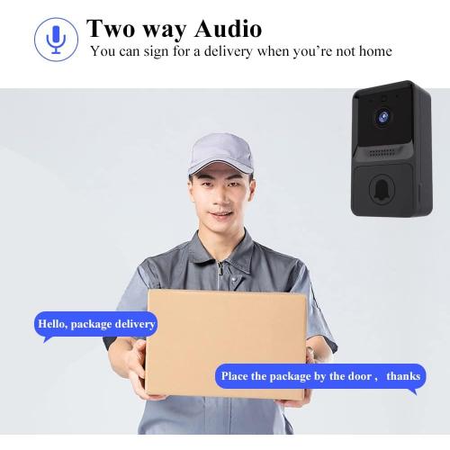 Video Doorbell Wireless 1080P High Resolution Visual Smart Security Doorbell Camera Wireless Video Doorbell with IR Night Vision 2-Way Audio Real-Time Monitoring