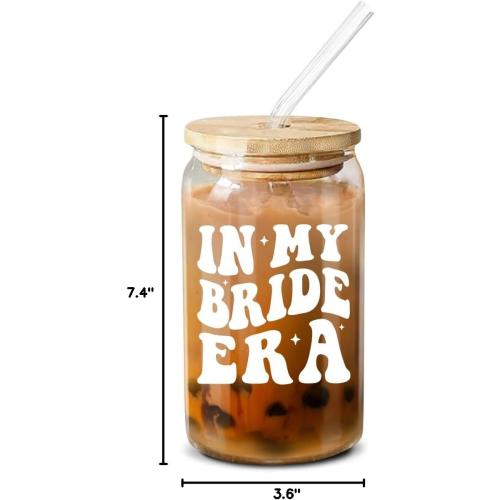 NewEleven Bridal Shower Gifts - Wedding Gifts For Bride - Bachelorette Party, Engagement Gift For Women - Gift For Bride To Be, Fiancee, Wifey, Her - 16 Oz Coffee Glass