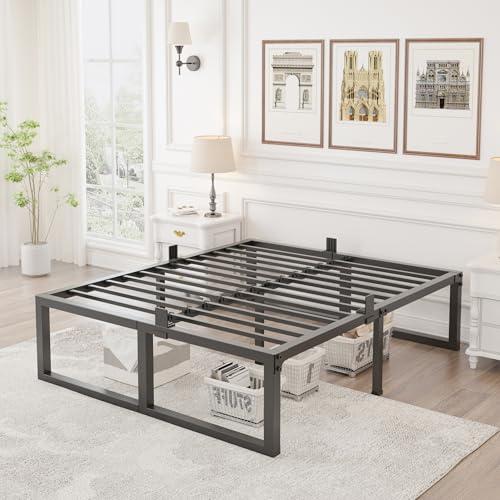 California King Bed Frame, 18 Inch High 3500 lbs Metal Platform, Mattress Foundation with Steel Slat Support/No Box Spring Needed/Noise Free/Non-Slip/Easy Assembly