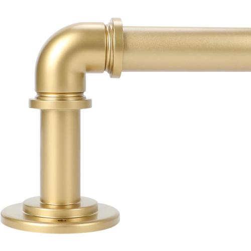 OLV Gold Industrial Curtain Rods for Windows 66 to 120 Inch(5.5 to 10 Feet), 1 Inch Diameter Blackout Wrap Around Adjustable Heavy Duty Window Drapery Rods, Indoor and Outdoor