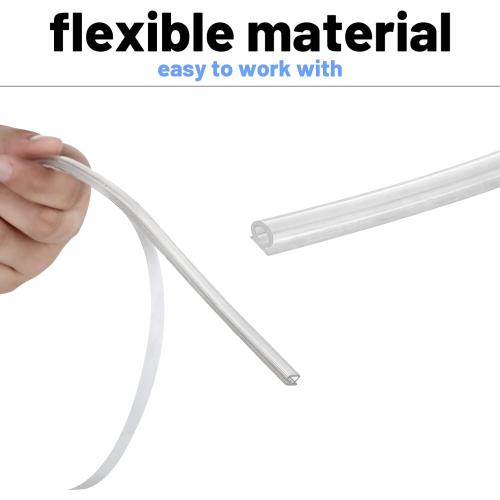 Tondiamo Shower Door Side Strip Seal Glass Translucent Shower Door Side Strip Seal Soft Clear PVC Frameless Glass Sweep to Stop Water(7/32 x 98.4 Inches,2 Rolls)