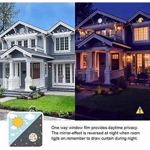 Filmgoo Window Privacy Film One Way Daytime Mirror Tint Treatments UV Heat Control Vinyl Stickers Sun Block Glass Paper Door Covering Reflective 35.4 Inch x 6.5 Feet Silver