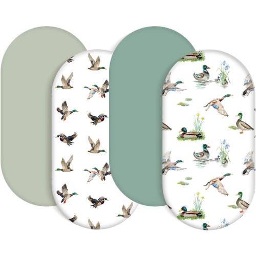 4 Pack Mallard Duck Baby Bassinet Sheets Neutral Unisex Breathable Fitted Nursery Sheets for Baby Girl or Boys (Bassinet Sheet)