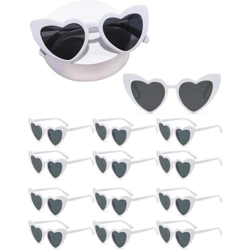 Women Fashion Heart Sunglasses 12 Pack Heart Shaped Sunglasses for Women Vintage Love Cat Eye Retro Glasses