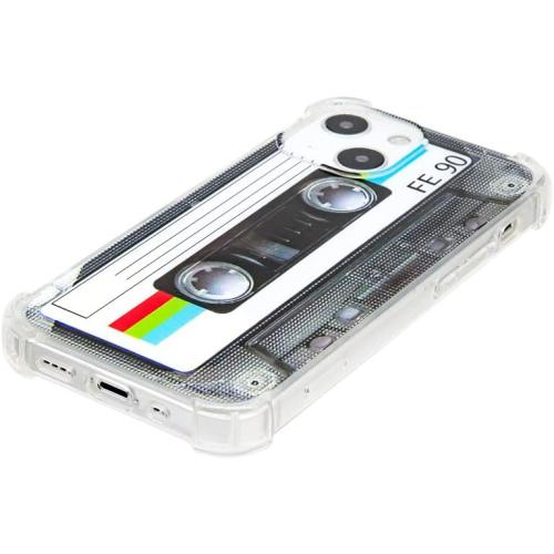 FAteamll Case for iPhone 13 Mini Matte Finish Heavy Duty Soft Back Cover with Reinforced Corners TPU Soft Bumper Retro Cassette Tape Case Compatible with iPhone 13 Mini