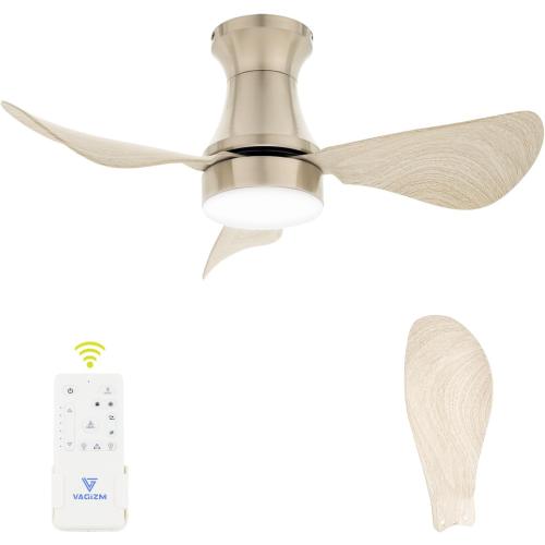 30 Inch Flush Mount Ceiling Fan with Light - Small Ceiling Fan with Light for Bedroom/Kids Room/Small Room - Low Profile Design - Indoor/Outdoor Use - 3 Blades Gray