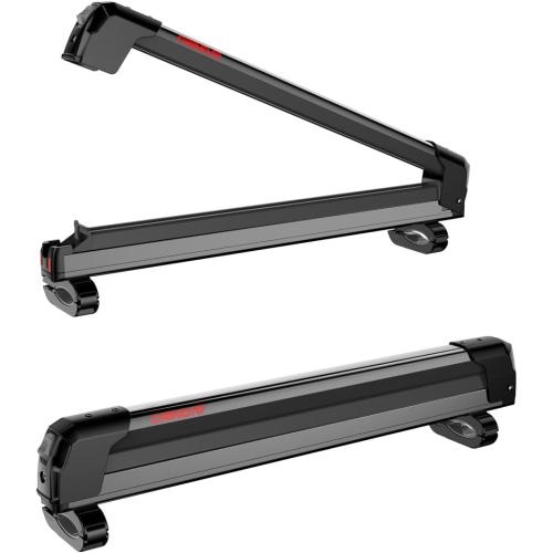 Ski & Snowboard Rack for Car Roof, 27.5'' Loading Width Fits 6 Pairs of Skis or 4 Snowboards, Aluminum Roof Rack with Lock & Rubber Padding
