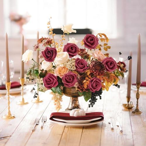Artificial Stemless Rose Flower Heads, 200Pcs Burgundy Foam Roses Artificial Roses Flower Heads for Crafts 1.97in Stemless Roses for DIY Craft Wedding Bouquet Party Decoration(Burgundy)