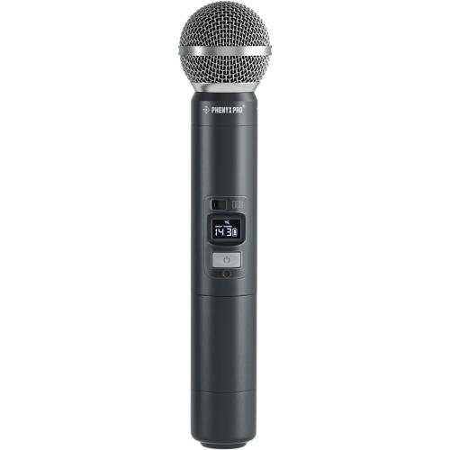 Phenyx Pro Professional Wireless Microphone, UHF Dynamic Mic, Metal Cordless Mic, Handheld Microphone for PTU-71/PTU-7000/PTU-6000 with Selectable Frequencies (PWH-7)