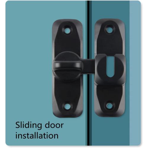 Flip Door Latch Black 180 Degree Heavy Duty Bar Gate Latches Safety Door Lock, Bold Thickened Anti-Rust Update Design (90-180Filp Door Latch)