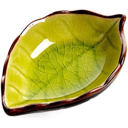 Pack of 4 JUVALE Ceramic Leaf Shape Porcelain Plates,Saucers Bowl,Sauce Dishes,Sushi Dinnerware