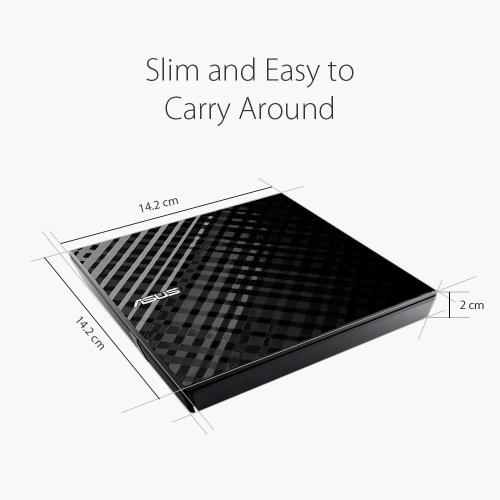 ASUS LITE Portable USB 2.0 Slim 8X DVD/Burner  /- Rewriter External Drive, Compatible with Both Mac & Windows, Black (SDRW-08D2S-U/BLK/G/AS)