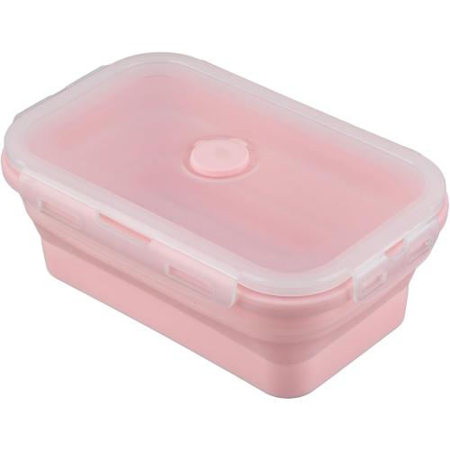 ZJchao Food Storage Containers, 4pcs Silicone Food Storage Containers Portable Lunch Box Silicone Storage Containers for Men Women (Roseate)