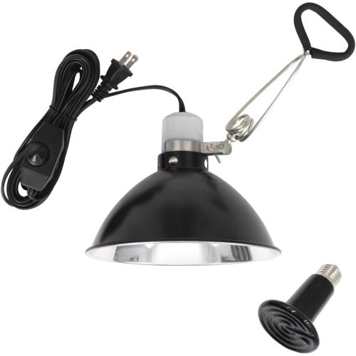 unipaws Reptile Heat Lamp for Lizard, Chickens, Turtle, Bearded Dragon, Puppies, 8” Clamp Lamp for Tanks, Terrariums, Whelping Box, E26 Socket Lighting, 100W Ceramic Heat Bulb Included