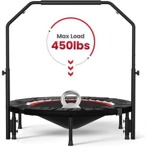 Black 40 Rebounder for Adult, Mini for Adults with Bar,Exercise Rebounder Indoor/Outdoor Use,40 inch Fitness Rebounder