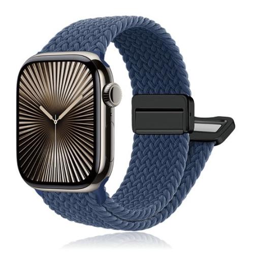 Magnetic Braided Stretchy Loop - Compatible with Apple Watch Band 42mm 46mm 40mm 41mm 44mm 45mm 38mm Ultra 3/2 49mm Women Men,Elastic Woven Fabric Nylon Strap for iWatch 11 10 9 8 7 6 5 4 3 SE Ultra