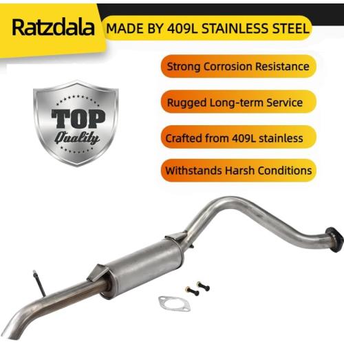Ratzdala 54803 Stainless Steel Direct Fit Rear Exhaust Muffler Fit For Ford Escape 2.5L 2009-2012 (Hybrid, Limited, XLS, XLT) Mazda Tribute 2.5L 2009-2011 (I), New Replacement With Accessories