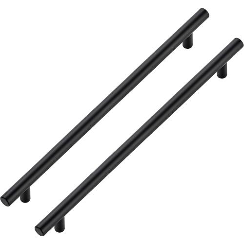 JOY DECOR 3 Pack Black Cabinet Handles, 10 in Hole Center Cabinet Pulls | Round Pull Shape, Smooth Grip, Easy Cabinet Upgrade, T Bar Pulls, For Kitchen Cabinets, Dressers, Drawers, Closets
