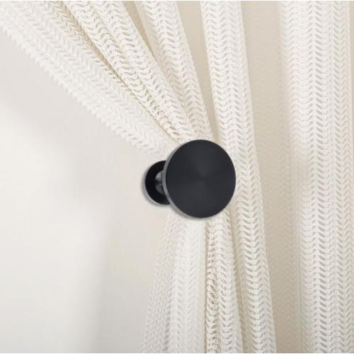 Curtain Tiebacks 2 Pack Curtain Holdbacks Zinc Alloy Curtain Tiebacks Wall Mounted with Screws, Decorative Curtain Holders for Drapes Stylish Black Curtain Tieback Hooks for Home Office