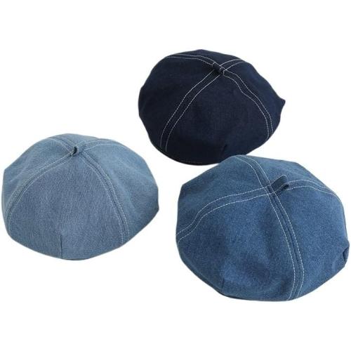 Student Denim Octagonal Beret Men's Women's Casual Painter's Hat