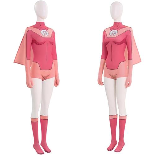 Size L Atom Eve Cosplay Costume, Invincible Women Jumpsuit Cape Mark Grayson Halloween Party