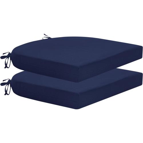 HARBOREST Outdoor Chair Cushions Set of 2, Water Resistant Patio Chair Cushions with Ties, Outdoor Seat Cushions for Patio Furniture, 17x16x2, Navy