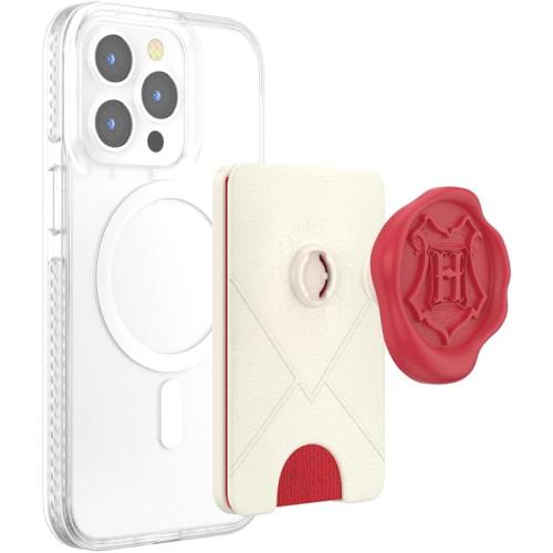 PopSockets Phone Wallet with Expanding Grip and Adapter Ring for MagSafe, Phone Card Holder, Wireless Charging Compatible, Wallet Compatible with MagSafe - Hogwards Letter