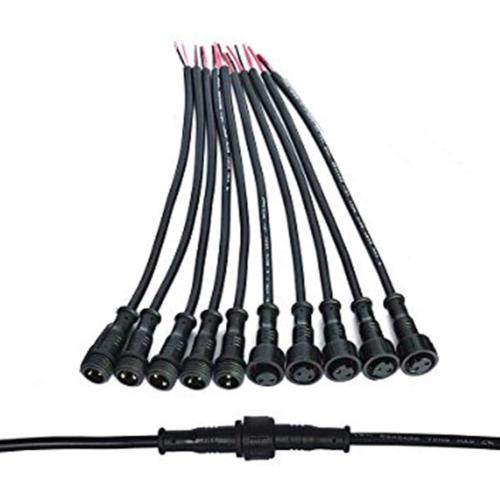 5Pairs 2pin Black Electrical Connector LED Connector for LED Lights 20cm Extension Cable 40cm/Pair 0.3mm² 15mm Nut