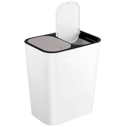 GANAZONO Double Compartment Trash can Dry and Wet Separation Waste Bin for Kitchen Counter Home Restaurant Slim Garbage Container for Wastepaper Peelings Crumbs 12.99 X 11.41 X 8.26 in