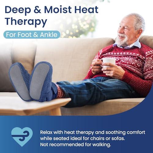 REVIX Microwavable Booties for Cold Feet, Heated Slippers, Navy S