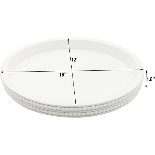 Carah & Cossh Oval Wooden Tray, Modern Decorative Tray 16''x12'', Oval Farmhouse Rustic Serving Tray, Table Centre Tray, Perfect for Storage and Display (White)