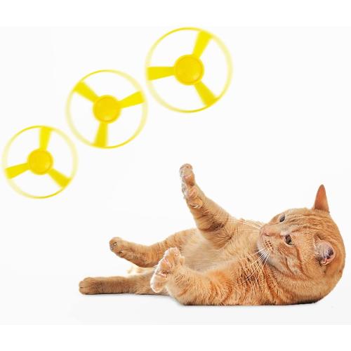 Berry President Flying Saucer Toy, Flying Disc Launch Playset with Rotating Flash Light, Indoor Outdoor Twist Shoot Toy for Kids Aged 3 Years Old & Up (Yellow)