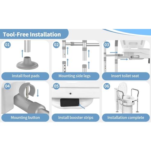 Raised Toilet Seat with Handles,Elevated Toilet Seat Riser for Seniors, Toilet Lift Seat Riser Adjustable Height& Width,for Elderly,Pregnant and Handicap