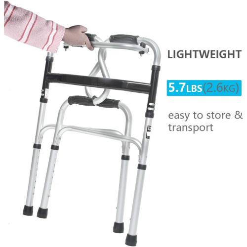 Folding Walker with Wheels,Stand-Up Aid,Portable,Lightweight,Aluminum Alloy