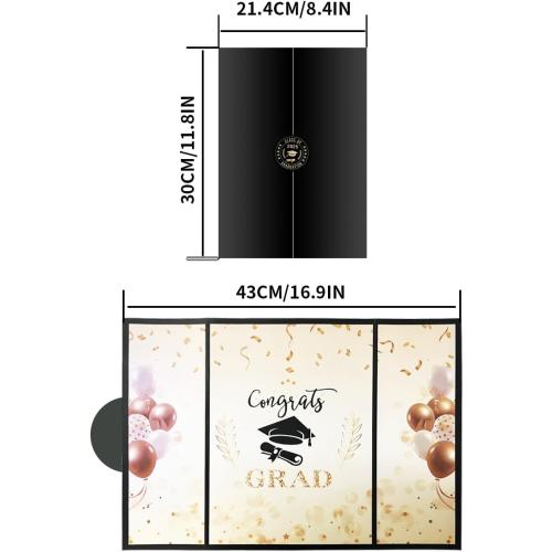 Black Gold Graduation Party Decorations Book,Class of 2025 Congratulations Graduates Signature Guest Book for Congrats Graduation Gifts Party Supplies