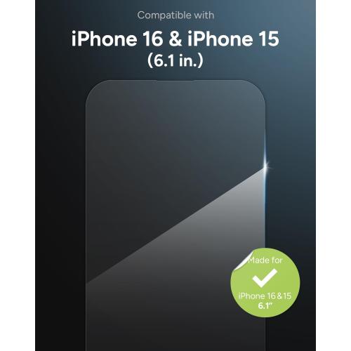 ZAGG Glass  Screen Protector for iPhone 16/15 – 3X Stronger Tempered Glass with Reinforced Edges, Scratch & Smudge Resistant, InvisibleShield, Easy Installation